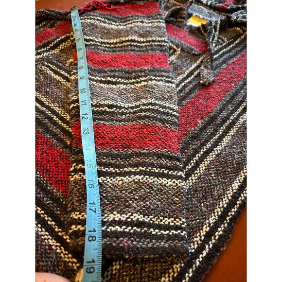 Vintage Baja Hoodie Gold Coast Sunwear Red Black Gray Woven M 🧶🌈 - Picture 2 of 8